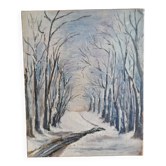 Snow landscape oil on canvas cardboard, unsigned