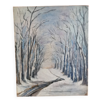 Snow landscape oil on canvas cardboard, unsigned