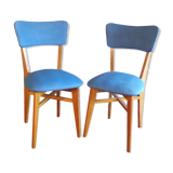 Pair of vintage blue skai chairs