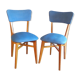 Paire de chaises vintage skaï bleu