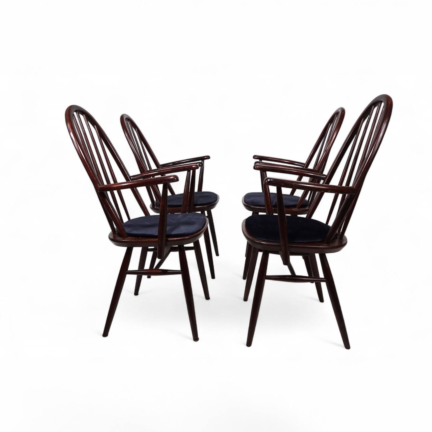 Set of 4 Windsor chairs, mahogany, 1960