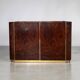 Dry bar in walnut and brass with a mirrored top, Italy 1970.