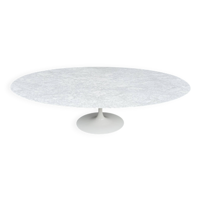 Table à manger ovale Knoll Tulip originale (244cm) en marbre de Carrare