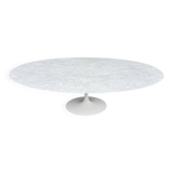 Original Knoll Tulip oval dining table (244cm) in Carrara marble.