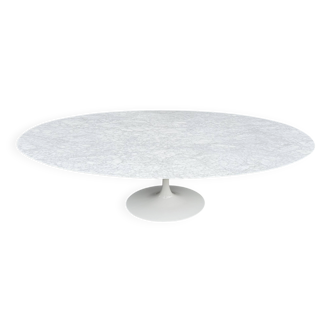 Original Knoll Tulip oval dining table (244cm) in Carrara marble.