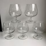 Set of 5 foot glasses engraved with stars 50s-60s