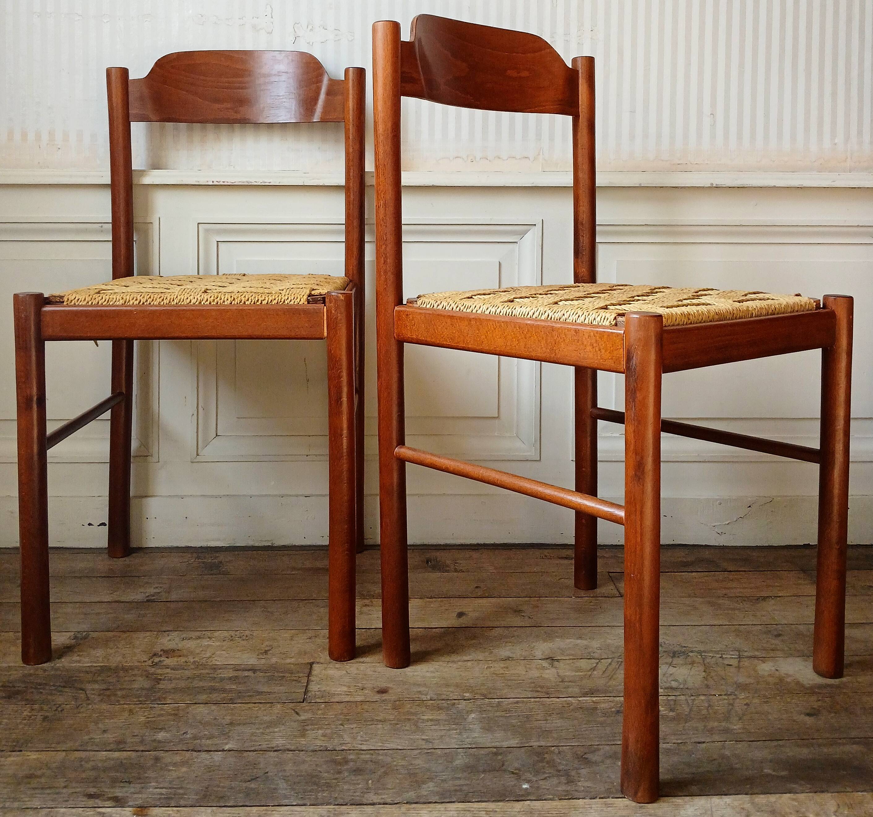 2 "plywood" chairs & braided rope
