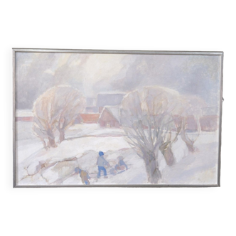 Swedish Modern Painting by Hildegard Schüller-Falk, Oil on Canvas