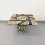 Vintage square marble coffee table with geometric patterns from the 70s