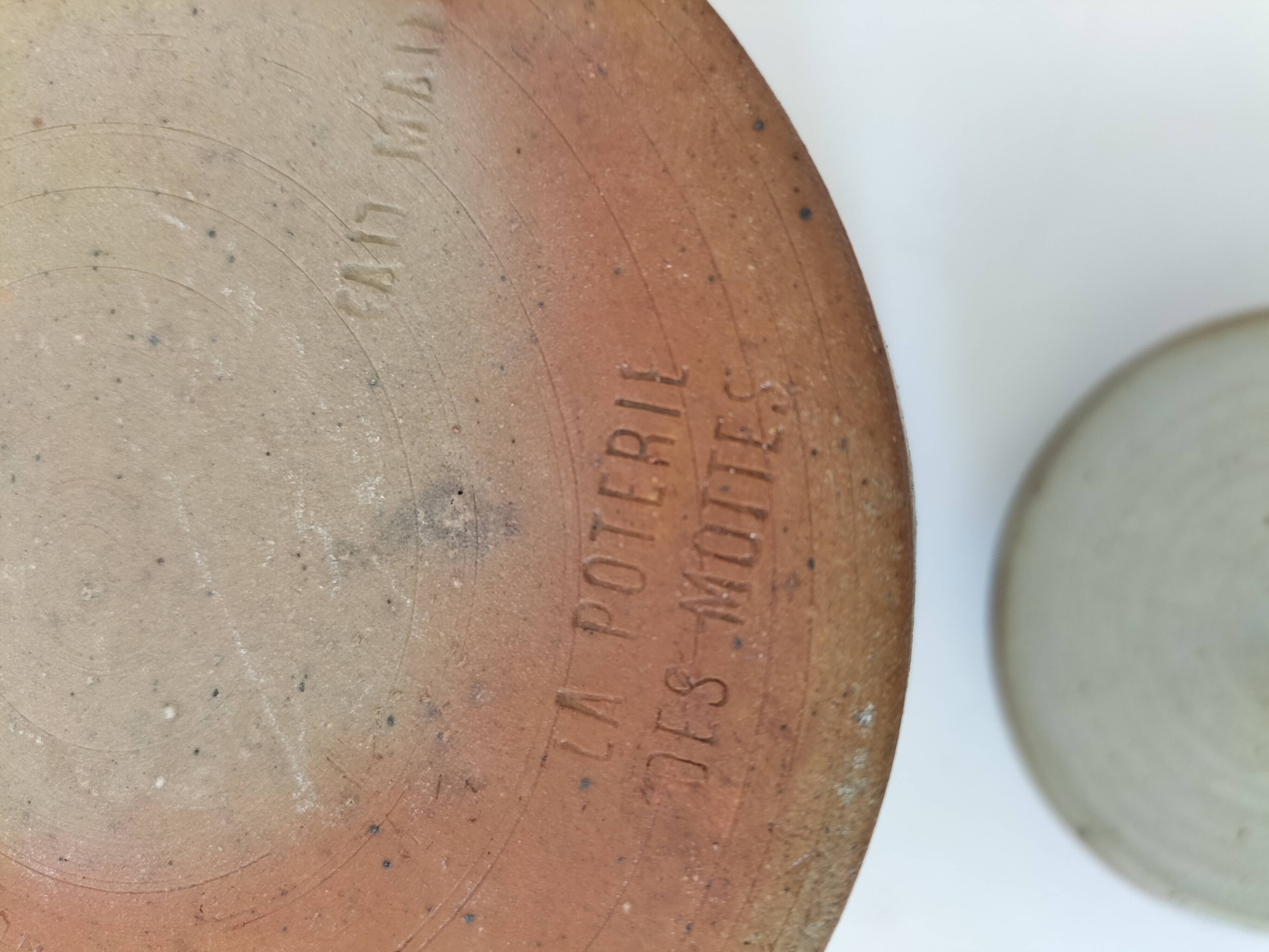 Vintage tea pot in brown flowered stoneware – La Poterie des Mottes – Saint-Amand