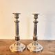 Pair of Silvered Metal Baluster Candle Holders in Louis XV Style, 19th Century Candelabra