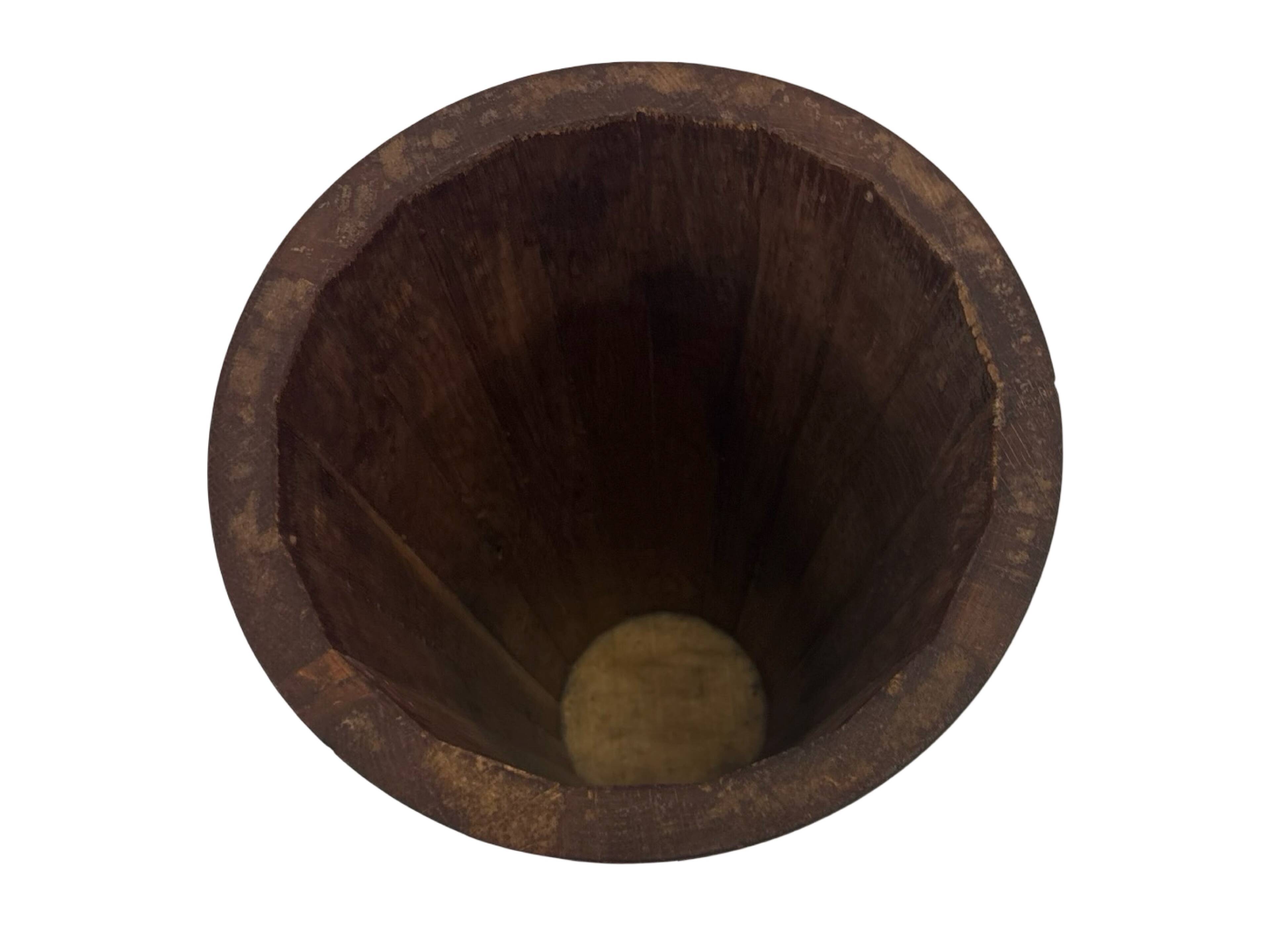 Vintage umbrella stand - holder oak basket storage design 60's minimalist