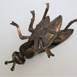 Zoomorphic ashtray fly metal patinated vintage