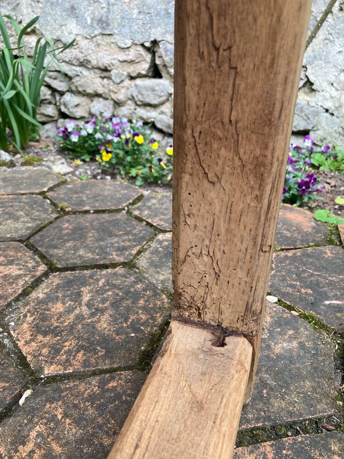 Old farmhouse table made of solid wood