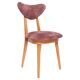 Heart-shaped chair in plum velvet and light wood, Europe, 1960s