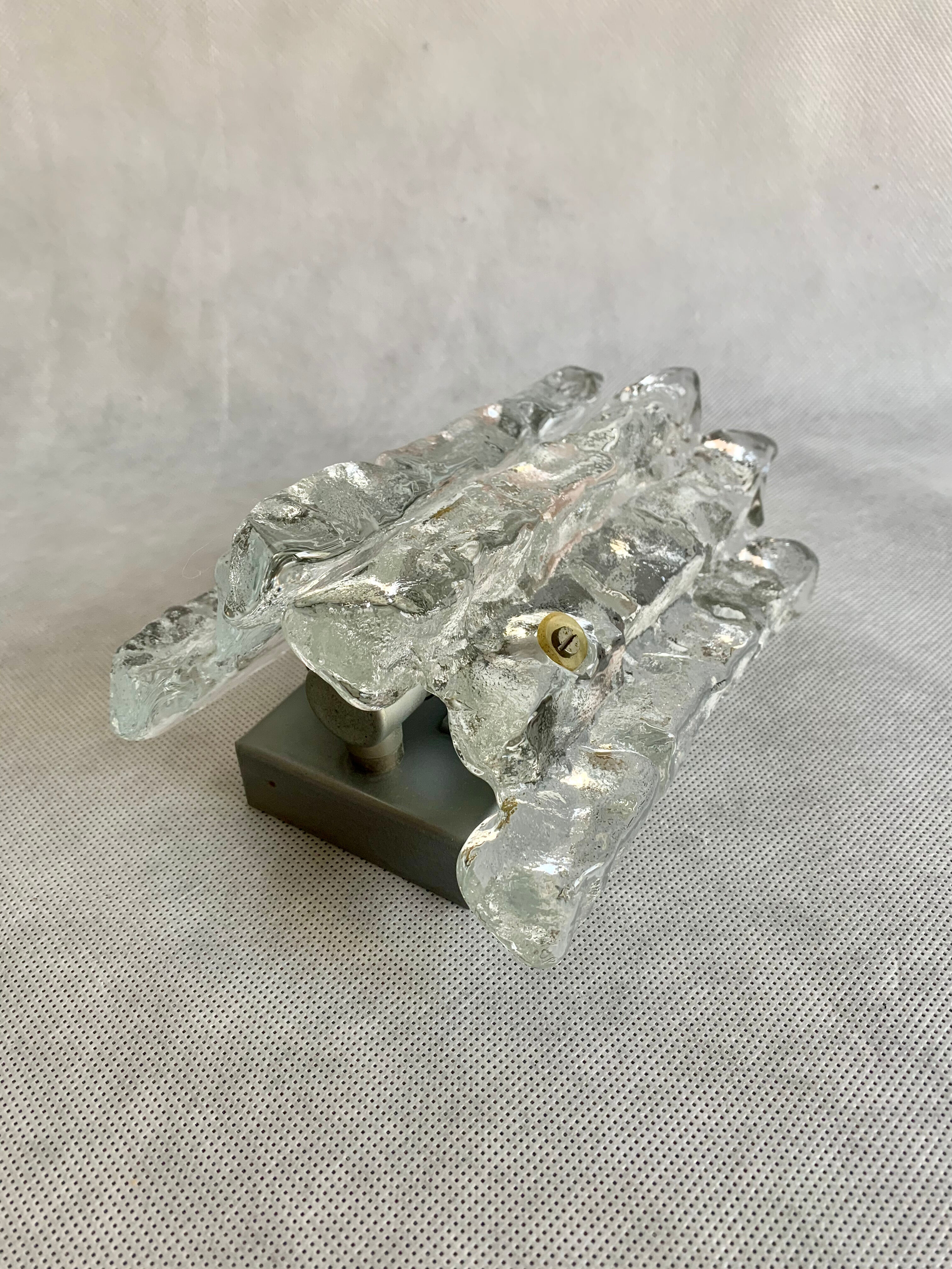 Pair of Ice Glass Wall Sconces  by J.T. Kalmar, Austria