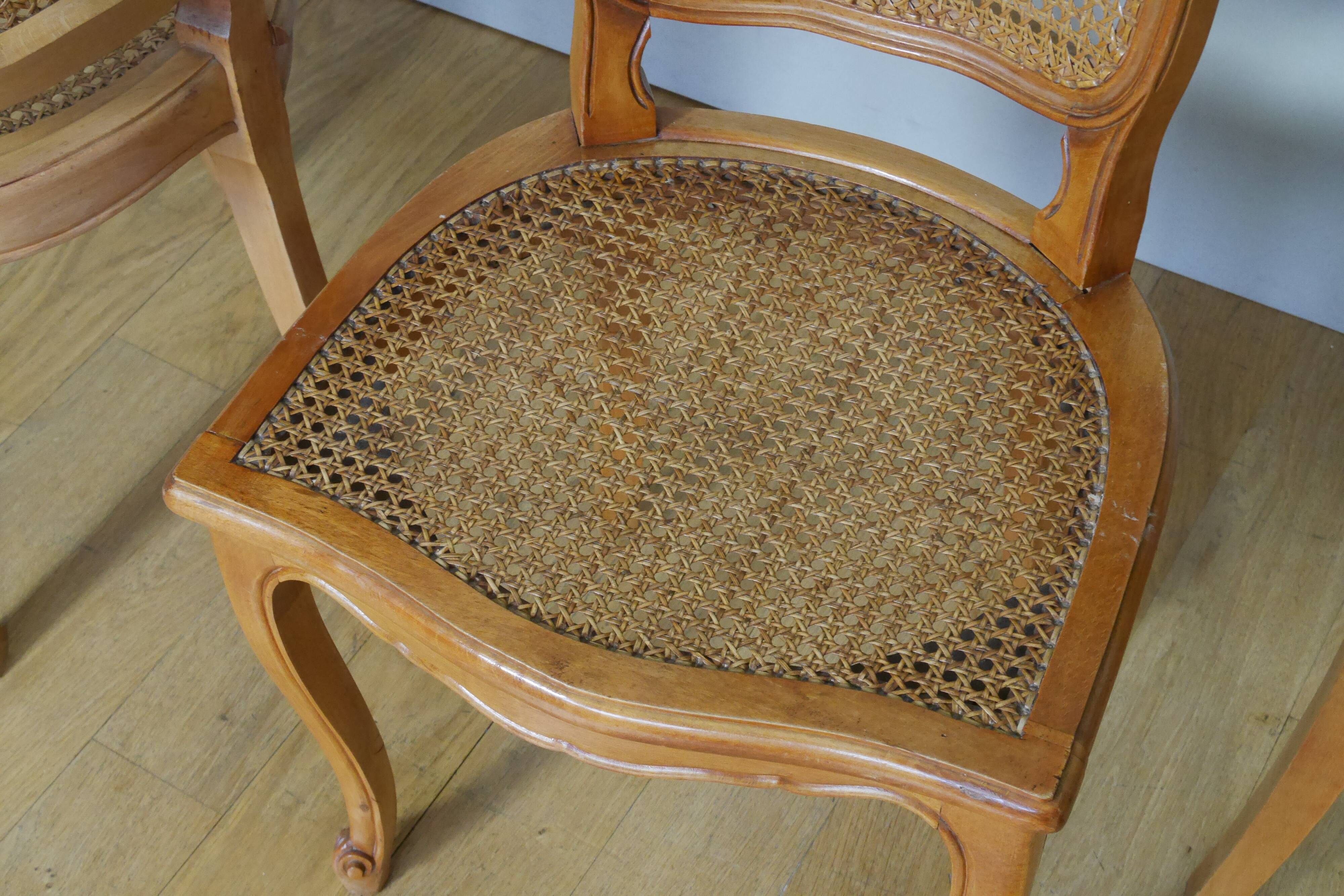 4 Louis XV style canne chairs