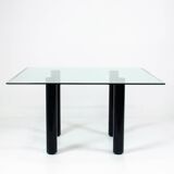 Table à manger carrée "Brentano" en verre par Emaf Progetti pour Zanotta (Italie, années 1980).