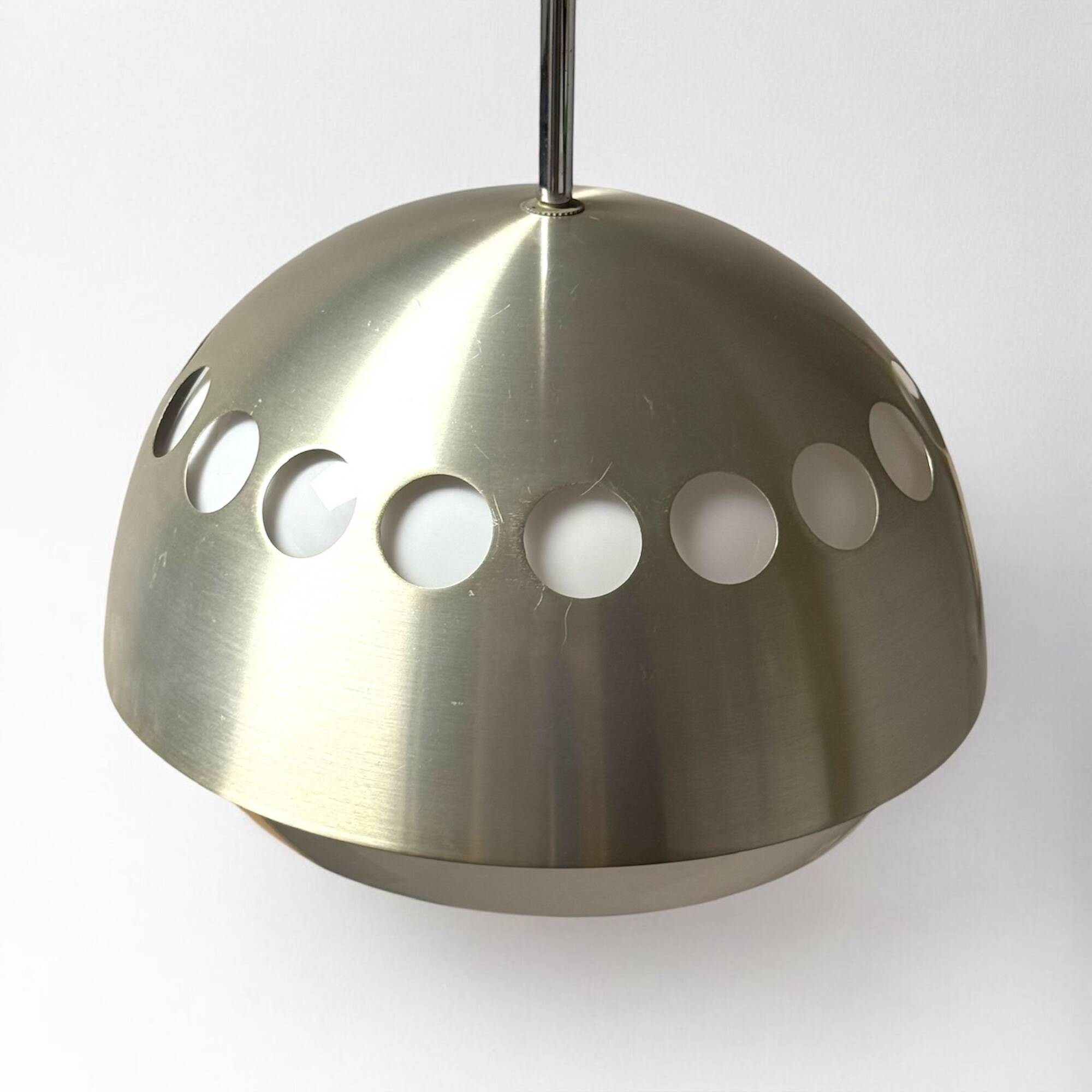 Grande suspension Space Age avec abat-jour en métal et ABS, années 1970
