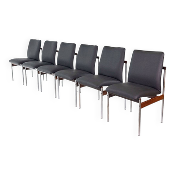6 chaises de salle à manger vintage en palissandre par C. Denekamp pour Thereca