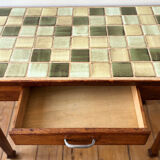 Vintage wood and ceramic table