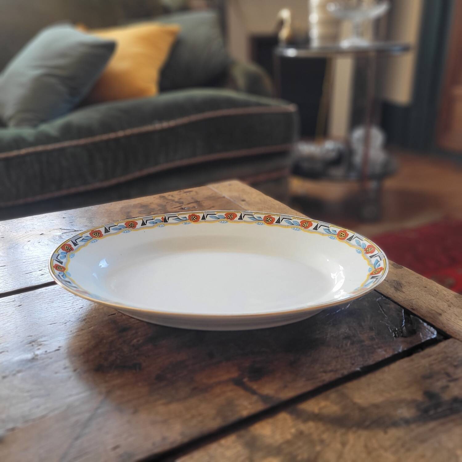 Large oval Art Deco platter MLV France 1930s