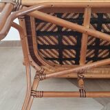 Vintage -Braided rattan sofa - chevron pattern