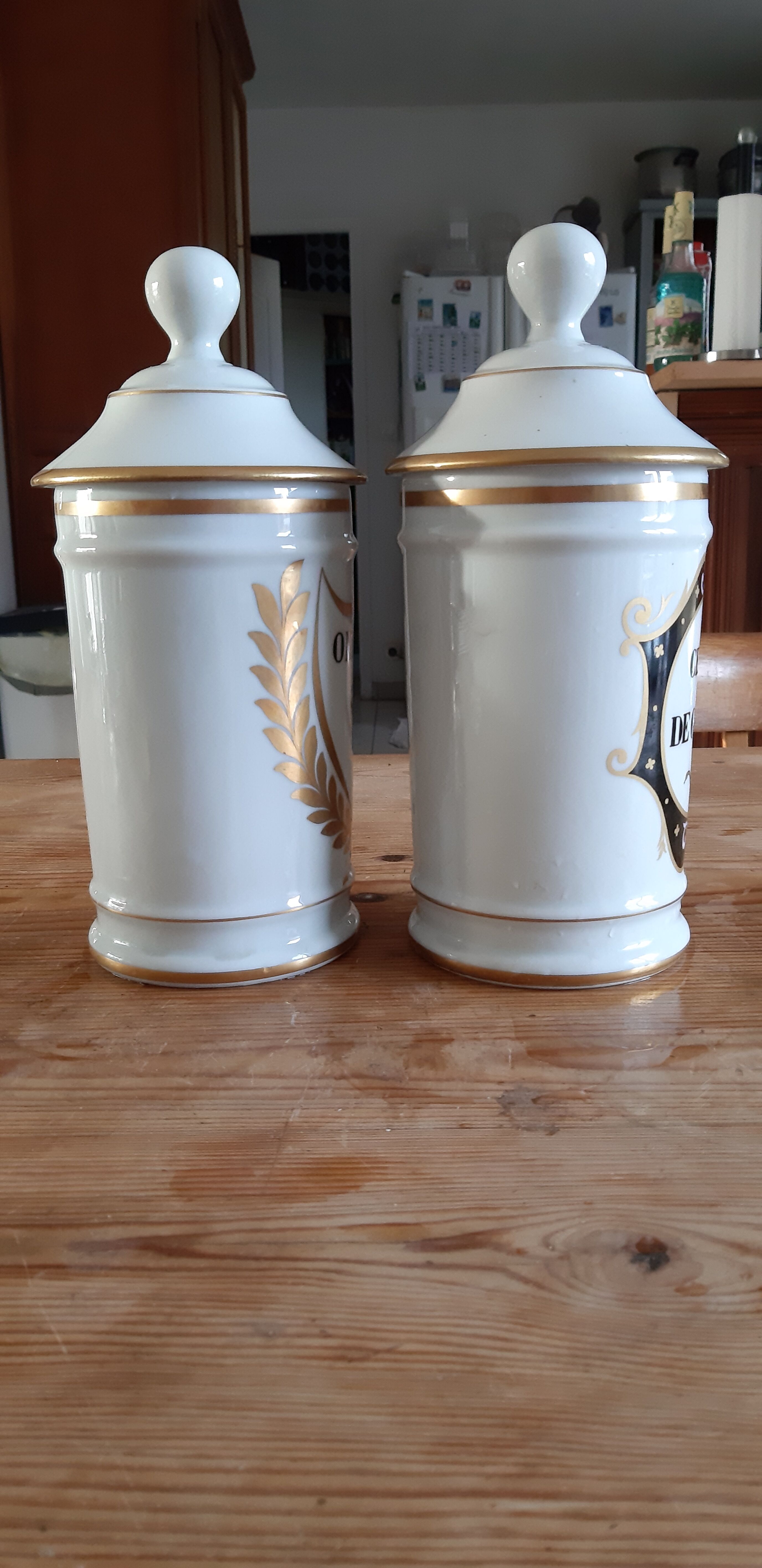 2 Limoges Porcelain Pharmacy Pots