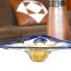 Murano trinket bowl in blue and yellow glass, 50s