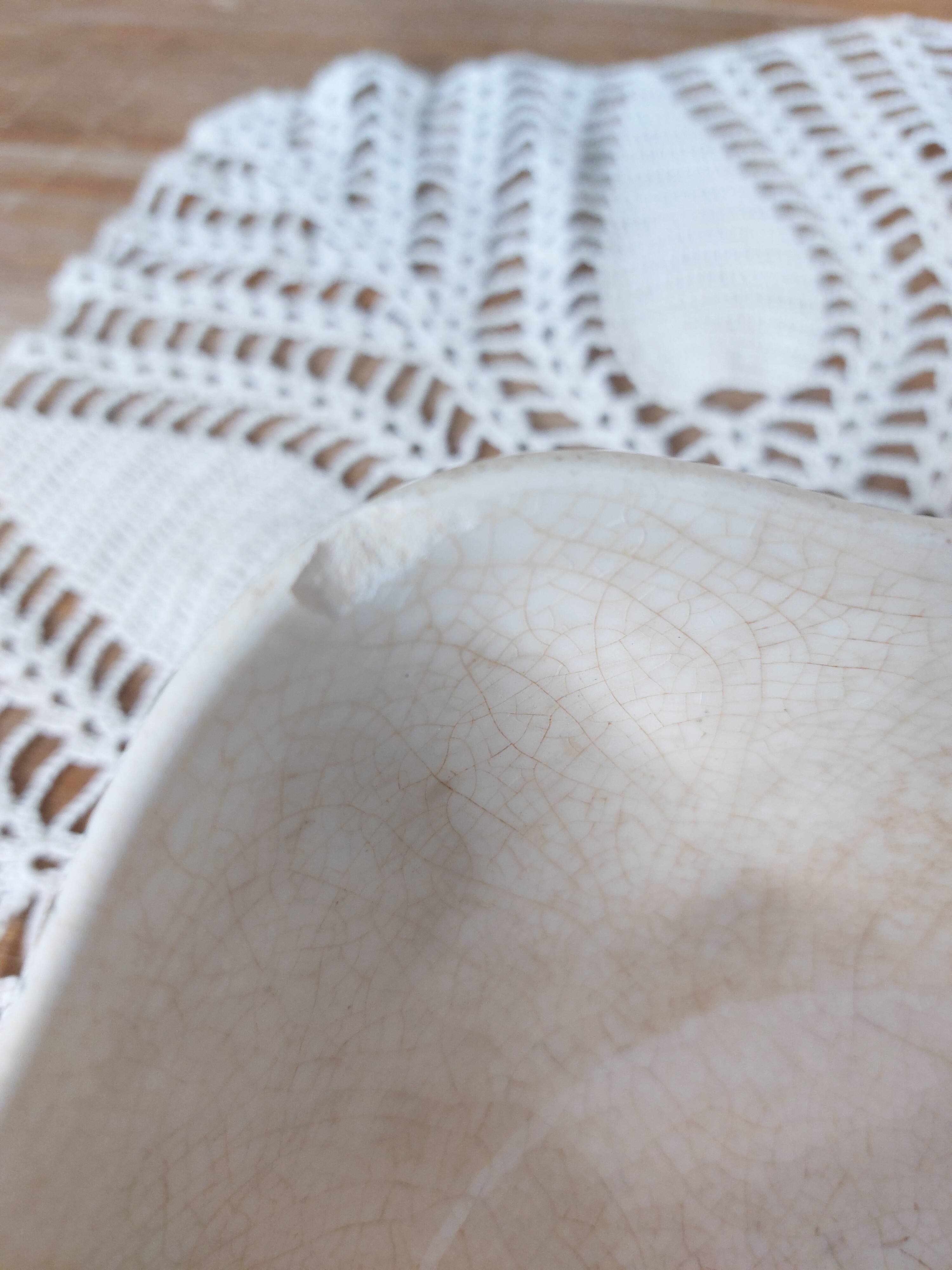 Rare and very pretty old Longwy St Cyr SFNGR sauce boat, France