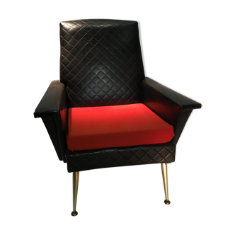 Black skai armchair 1950
