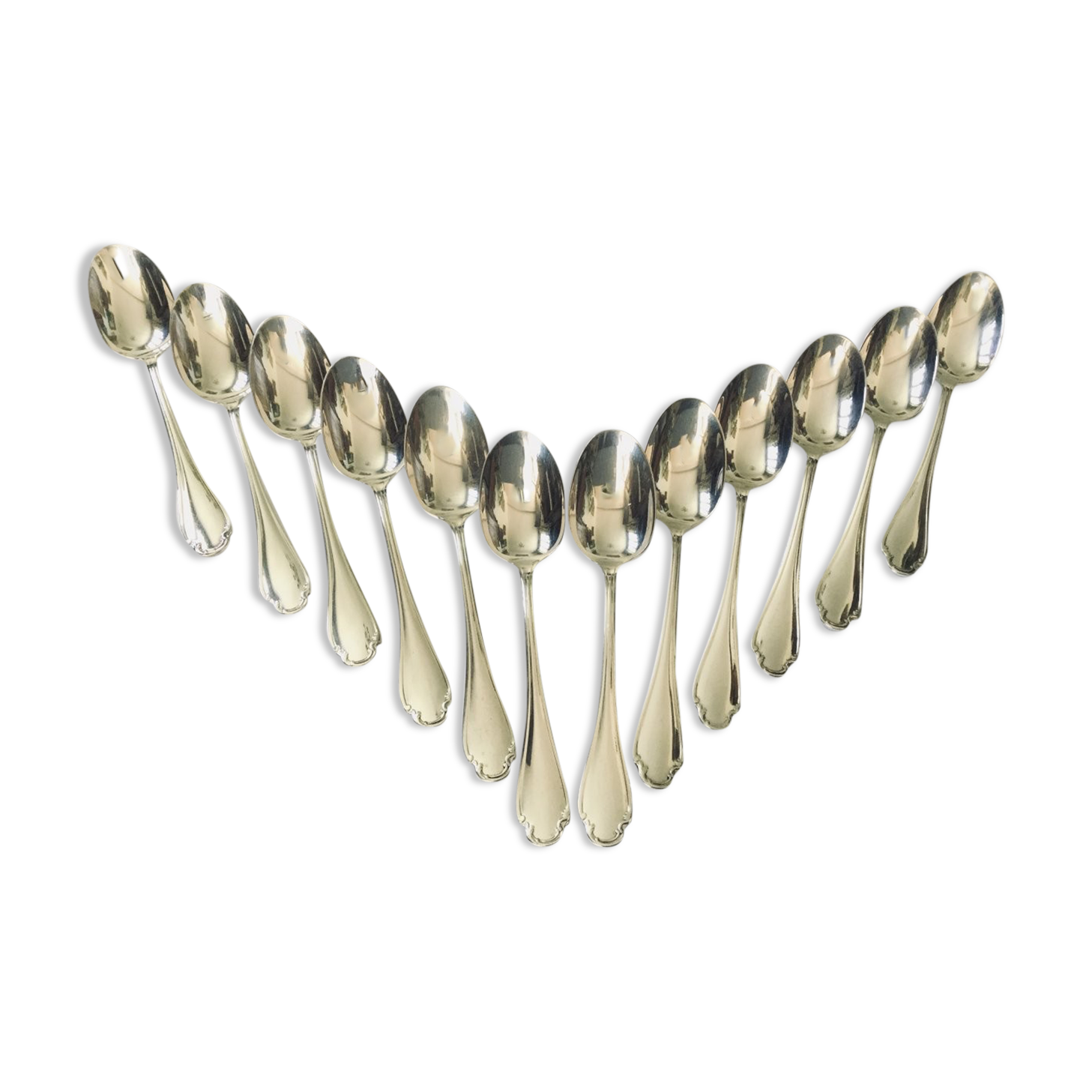 12 moka spoons Christofle alfenide pompadour