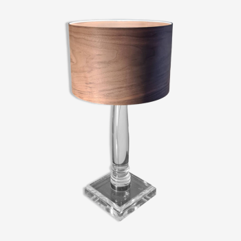 Lampe plexiglass et bois veritable