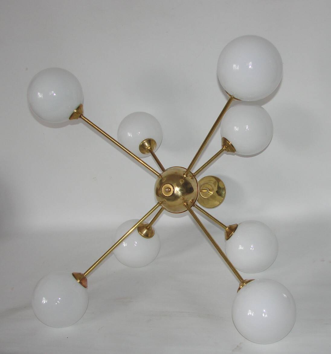 1960s Sputnik chandelier | Brass and glass | 8x E14 | Vintage