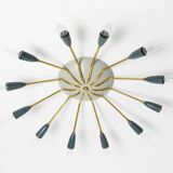 Very nice large 12-armed Mid Century Modern Brass Sputnik ceiling lamp