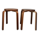 Pair of Artek stools model E60 (rare version with 4 legs), Alvar Aalto