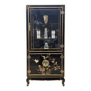 Vintage Chinese display cabinet with flowers and birds / Bohemian