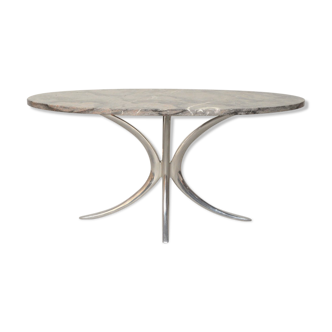 Table chrome et marbre Italie 1970