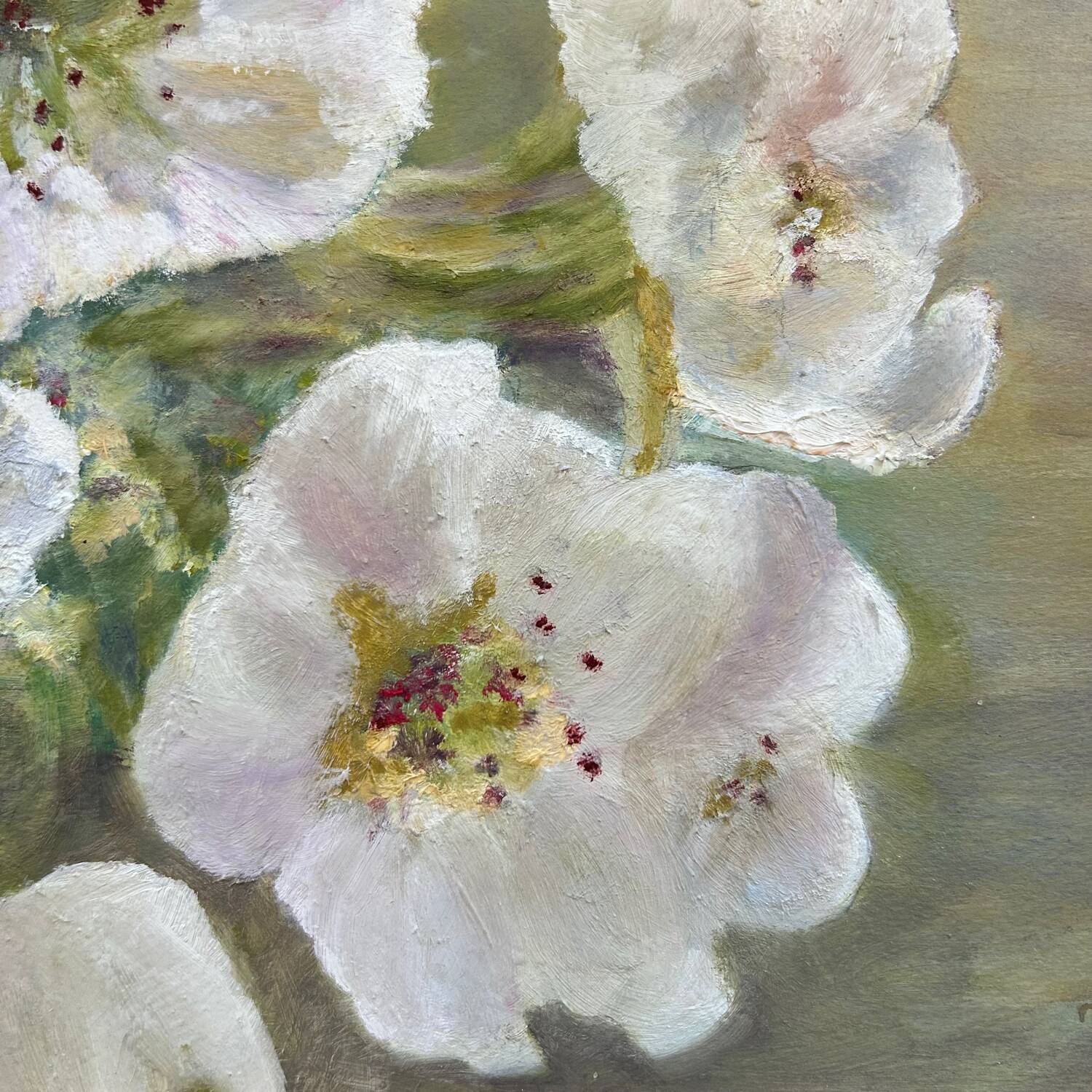 White amaryllis bouquet painting