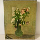 Oil on canvas vase of flowers