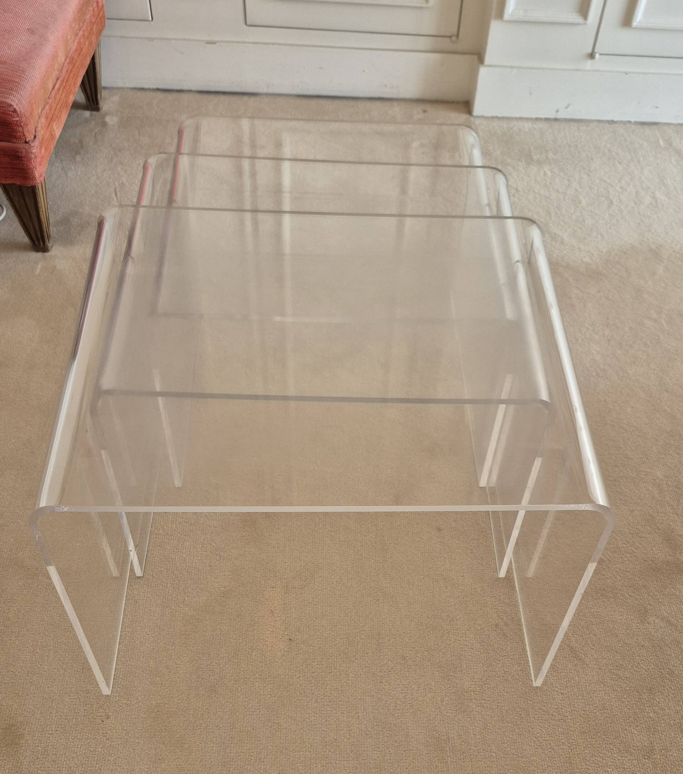 Roche Bobois trio of nesting tables in Altuglass