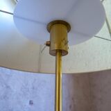 Modern mid-century brass and leather floor lamp Atelje Lyktan, Sweden