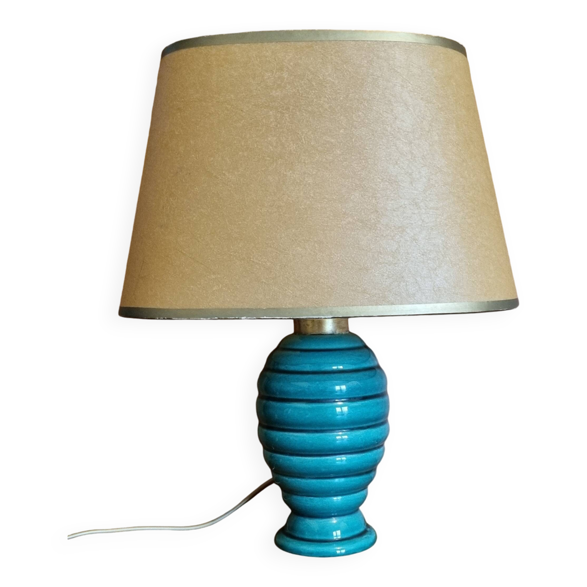 Vintage 50s bedside lamp in green ceramic