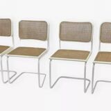 Set of 4 Cesca b32 model chairs in white by Marcel Breuer