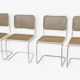 Set of 4 Cesca b32 model chairs in white by Marcel Breuer