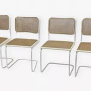 Set of 4 Cesca b32 model chairs in white by Marcel Breuer