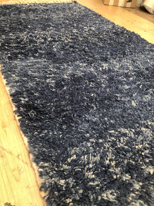 tapis berbère Beni Ouarain bleu 1,96x1,06m