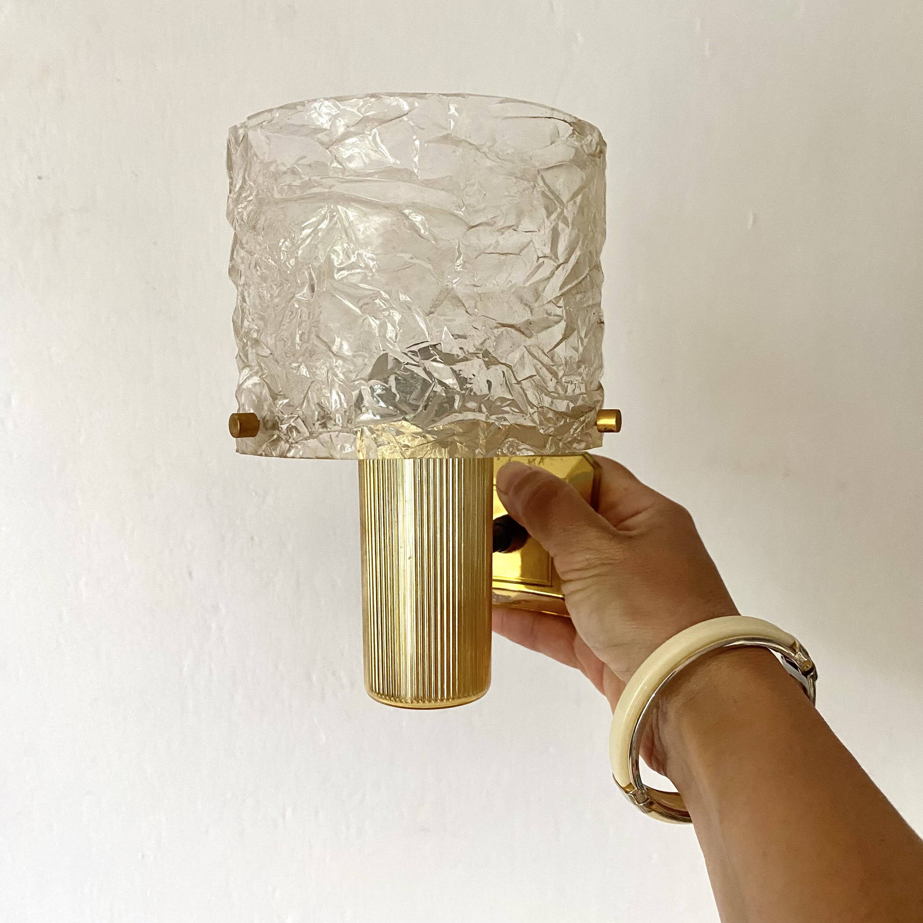 Set of 4 60s wall lights in champagne-colored resin
