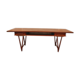 Table basse modèle 32 en teck à pieds en V par Ewbach pour møbelfabrikken toften, Danemark, 1960