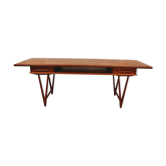Model 32 v-legged teak coffee table by e.w.bach for møbelfabrikken toften, denmark, 1960s